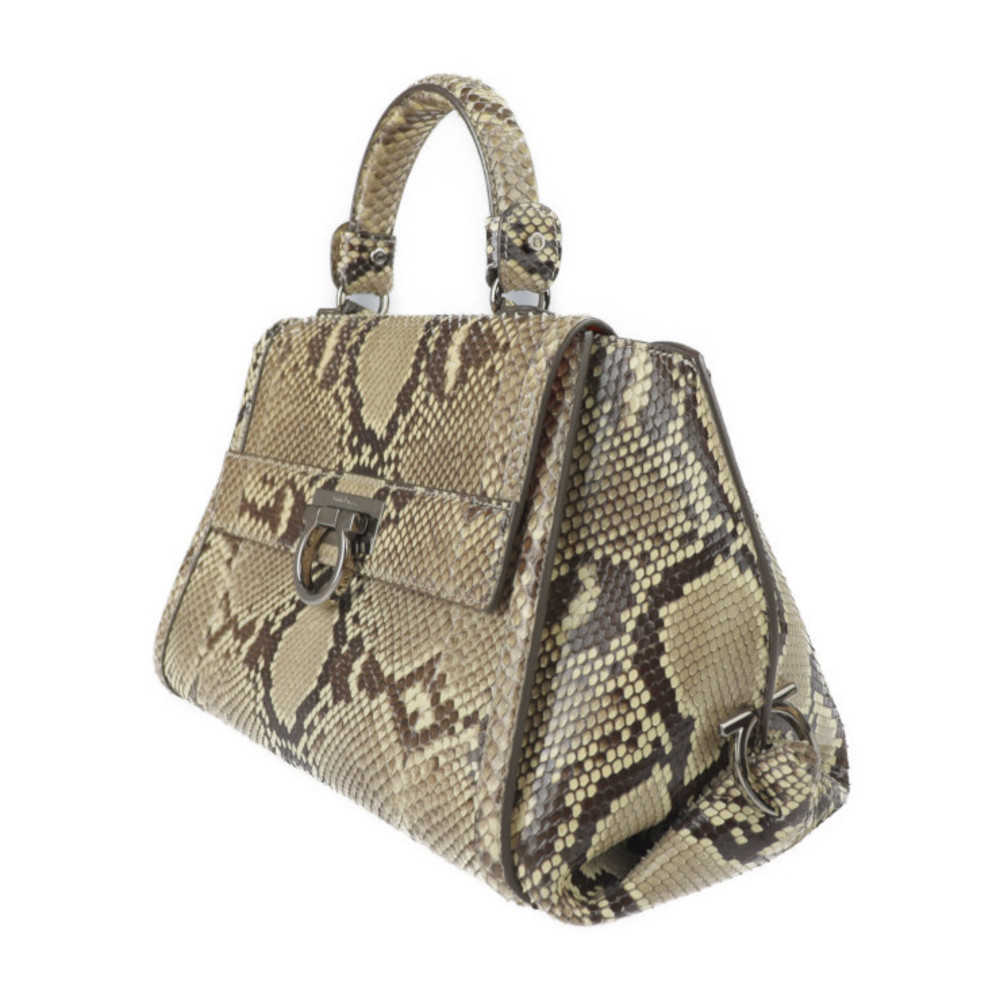 Salvatore Ferragamo Sofia Gancini Python Beige Br… - image 2